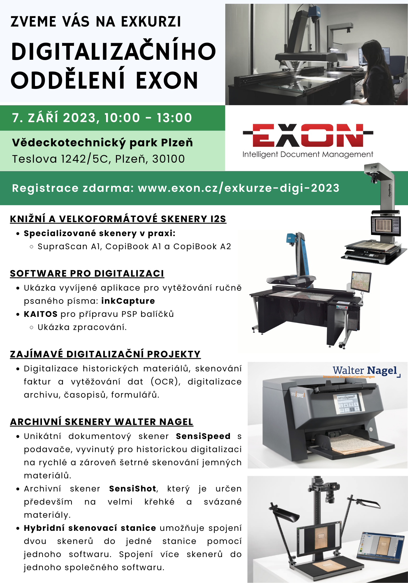 Pozvánka na exkurzi na digitalzační centru EXON v Plzni